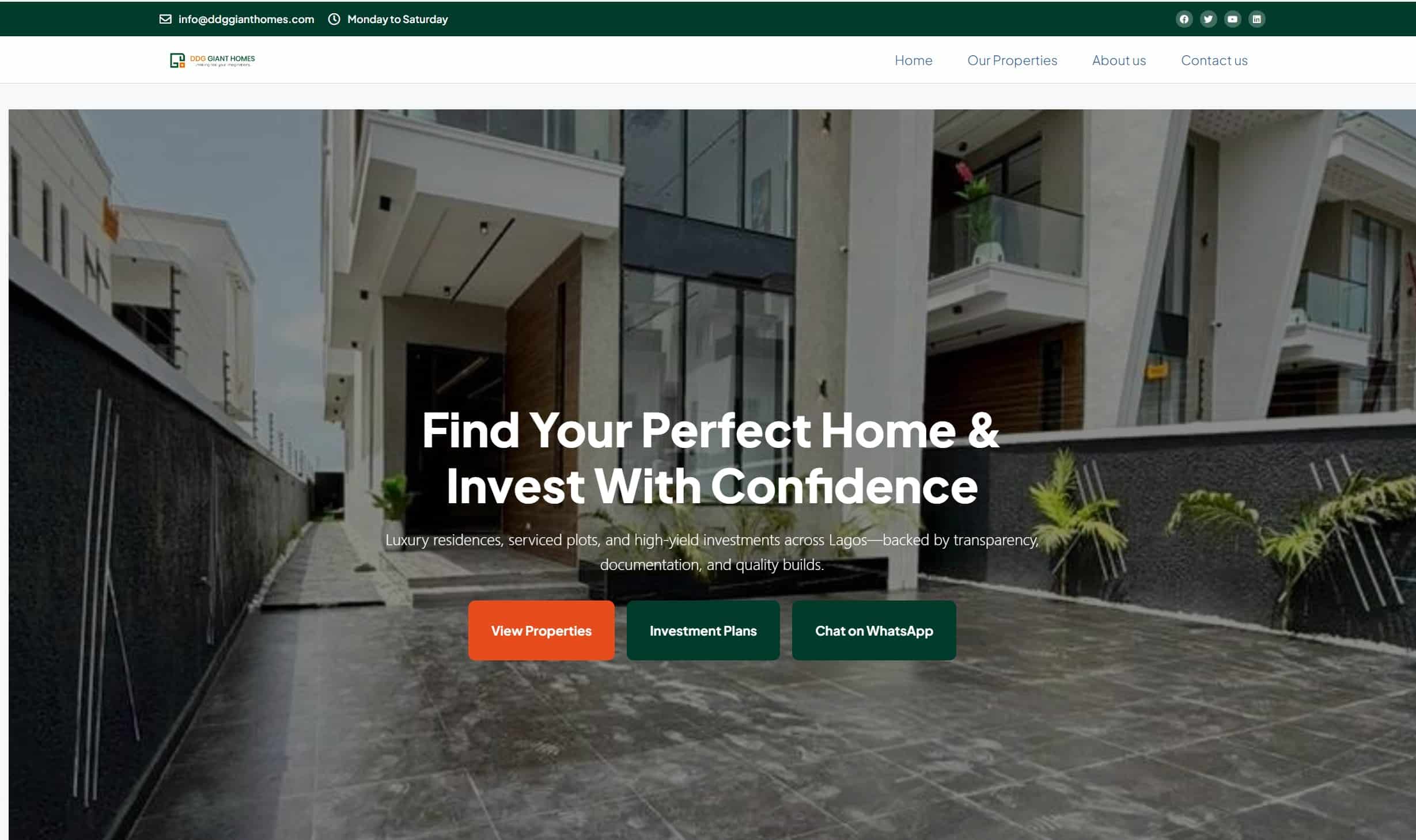 DDG Giant Homes homepage preview