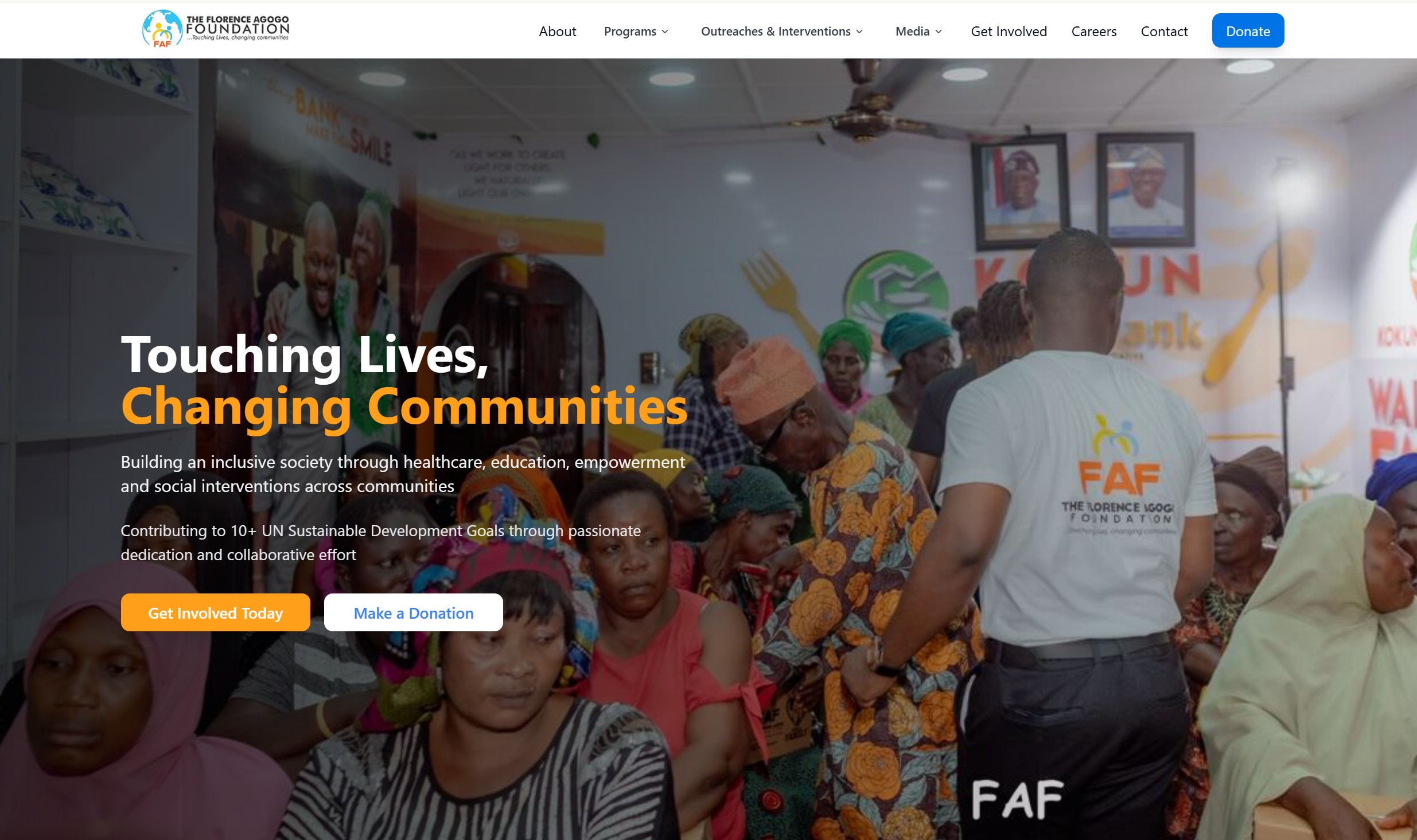 Florence Agogo Foundation homepage preview